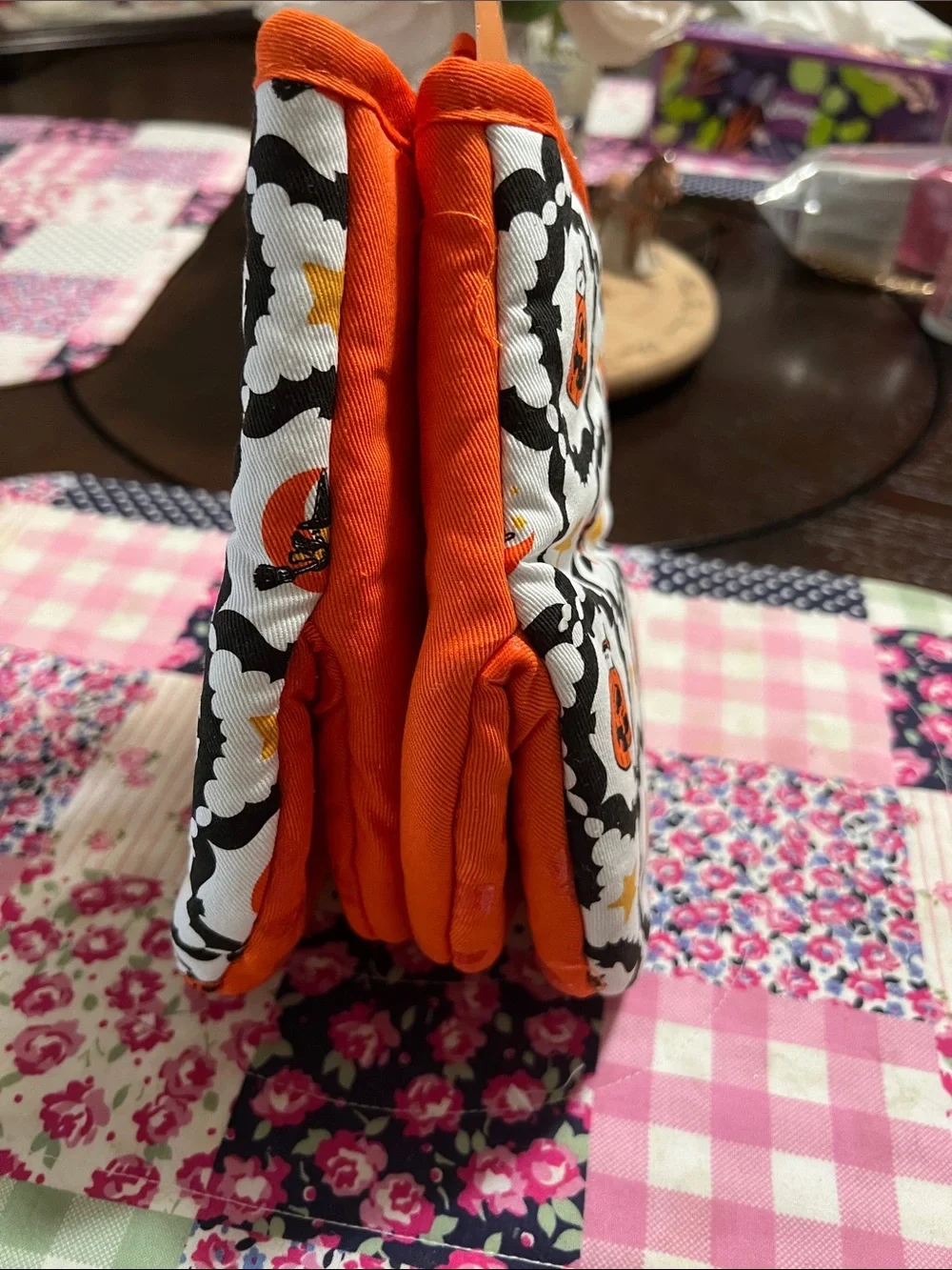 New Peanuts Orange and Black Kids Silicone Mini Mitts with Pumpkin Pattern